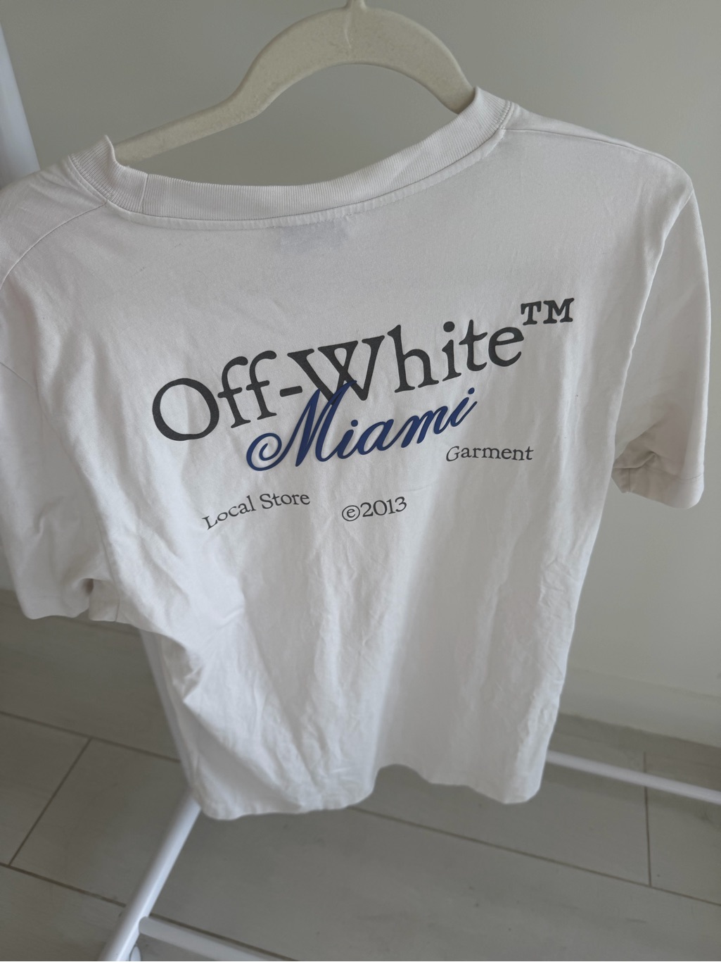 Off-White White T-Shirt With Navy And Black Print